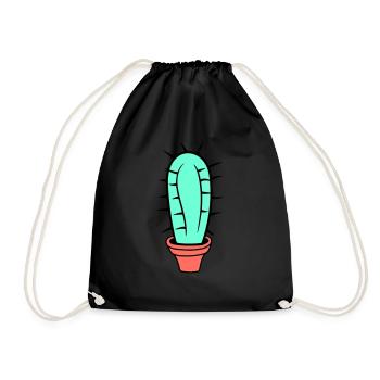 Small Cactus Spines Desert Cacti Flower Pot - Drawstring Bag - black - Front