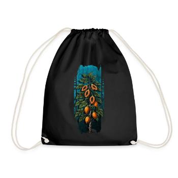 Tropical Bounty: Papaya Tree - Drawstring Bag - black - Front