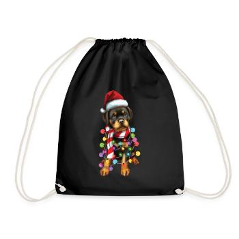 Noël Rottweiler Noël Père Noël Mignon Chien Cadeau - Sac de sport léger - noir - Devant