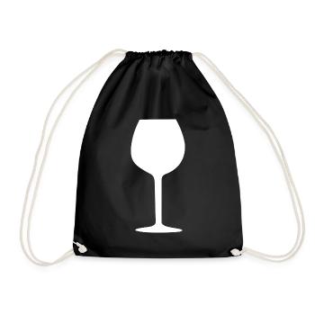 Weinglas, Wein - Turnbeutel - Schwarz - Vorne