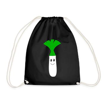Kawaii Lauch Kawaii Früchte Kawaii Gemüse - Turnbeutel - Schwarz - Vorne