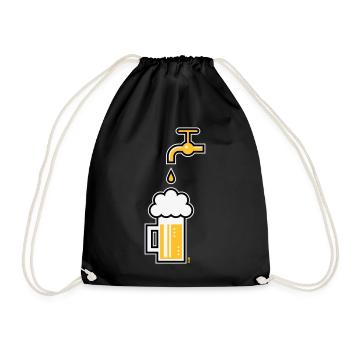Bierkrug Zapfhahn (Bier Maßkrug Bierseidel / 3C) - Turnbeutel - Schwarz - Vorne