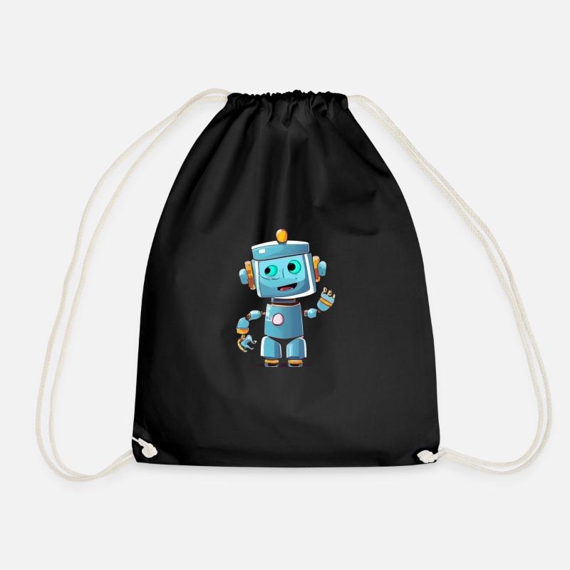 Robot tries to understand human emotions - Drawstring Bag - black