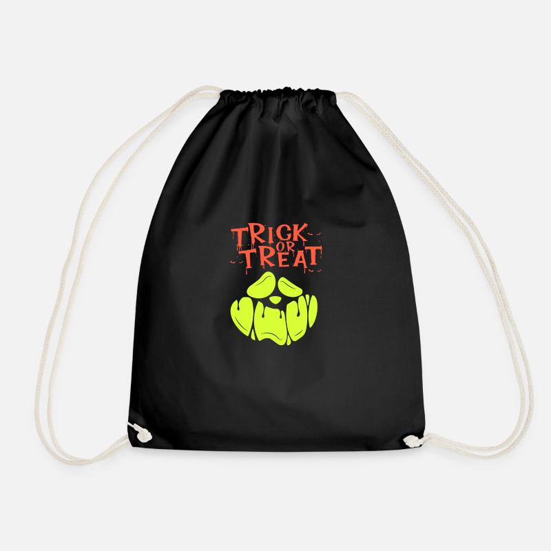 Halloween Scary Face, Trick or Treat - Drawstring Bag - black