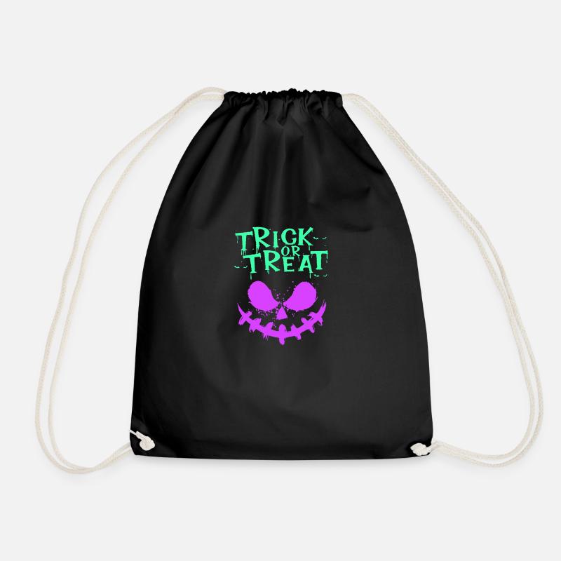 Halloween Scary Face, Trick or Treat - Drawstring Bag - black
