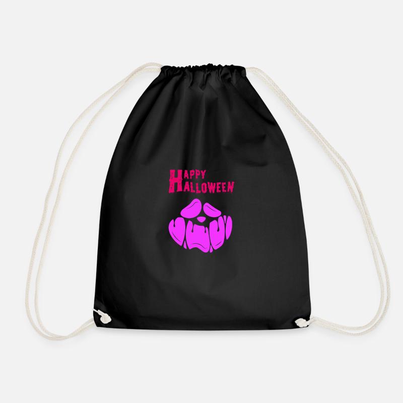 Halloween Pumpkin, Happy Halloween - Drawstring Bag - black