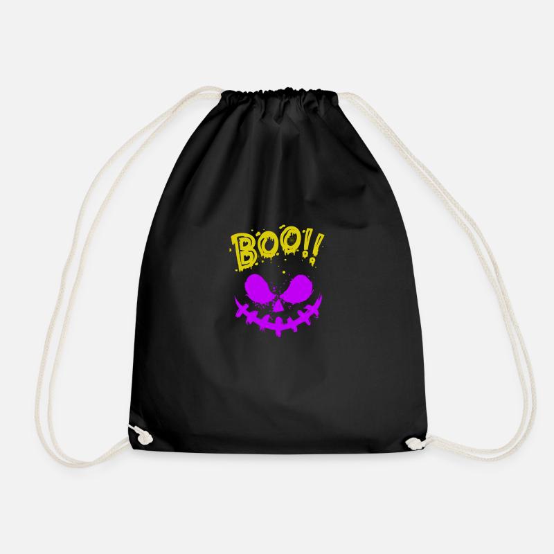 Halloween Scary Face, Boo - Drawstring Bag - black