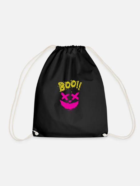 Halloween Scary Face, Boo - Drawstring Bag - black