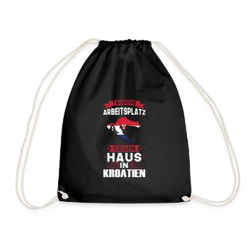 Kroatien Flagge Kroatisch Geschenk - Turnbeutel - Schwarz - Vorne