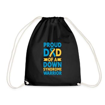 Proud Dad Of A Down Syndrome Warrior T21 Awareness - Drawstring Bag - black - Front