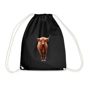 Scottish Highland cattle - Drawstring Bag - black - Front