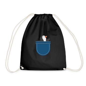 Animal Lovers Zoo Animal Gift Chest Bag Penguin - Drawstring Bag - black - Front