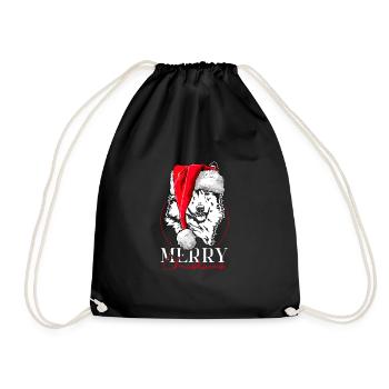 Santa Islandhund Merry Christmas Hunde Wilsigns - Turnbeutel - Schwarz - Vorne