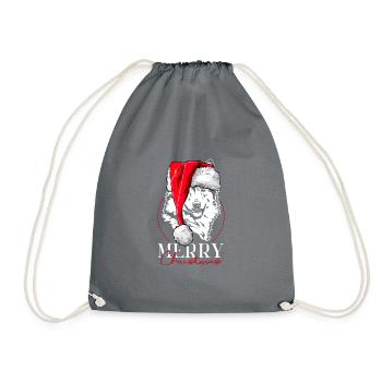 Santa Island Dog Merry Christmas Dog Wilsigns - Drawstring Bag - grey - Front