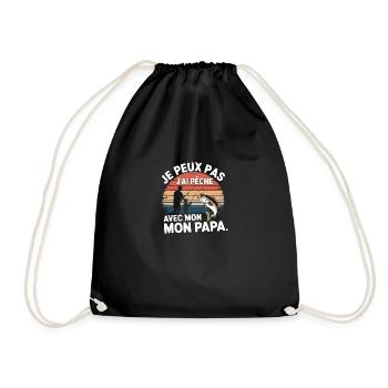 I can't I fished with my daddy - Drawstring Bag - black - Front