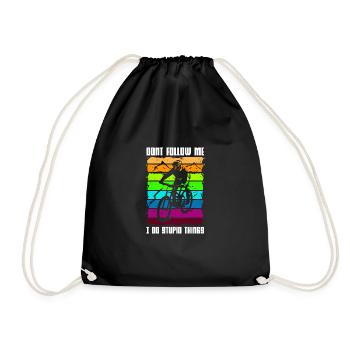 Dont follow me i do stupid things mountain bike and - Drawstring Bag - black - Front