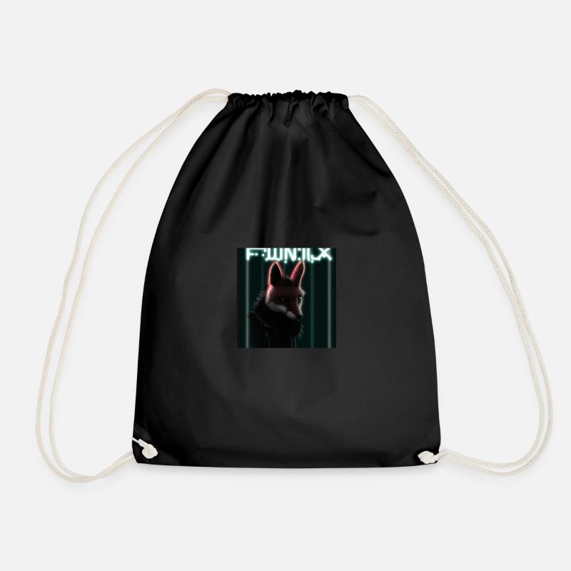 Cyberpunk Fox - Drawstring Bag - black