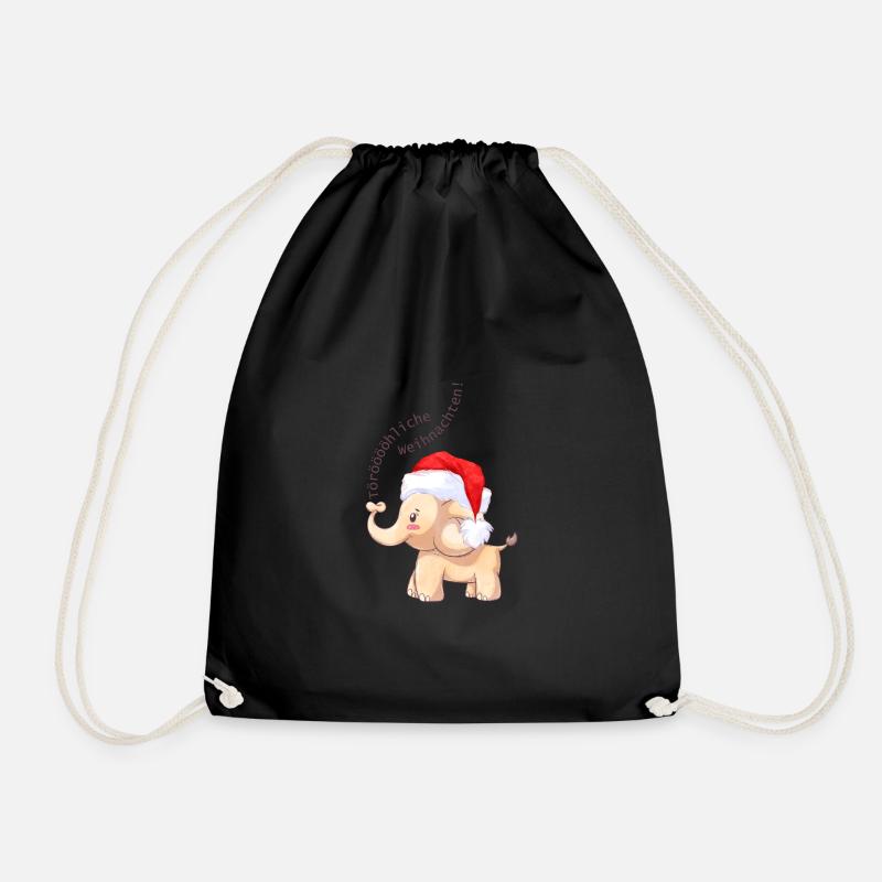 Fröhlicher Elefant zu Weihnachten - Turnbeutel - Schwarz