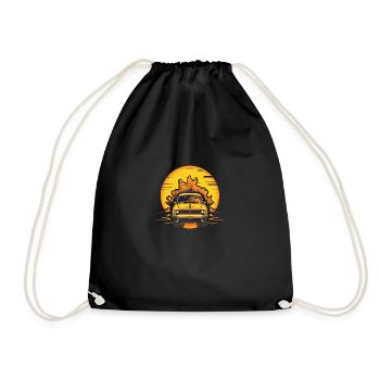 3 American car with flames - Drawstring Bag - black - Front