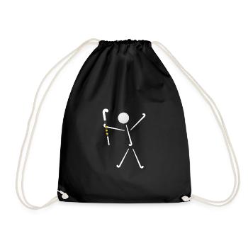 field hockey hockey player happy-field hockey player - Drawstring Bag - black - Front