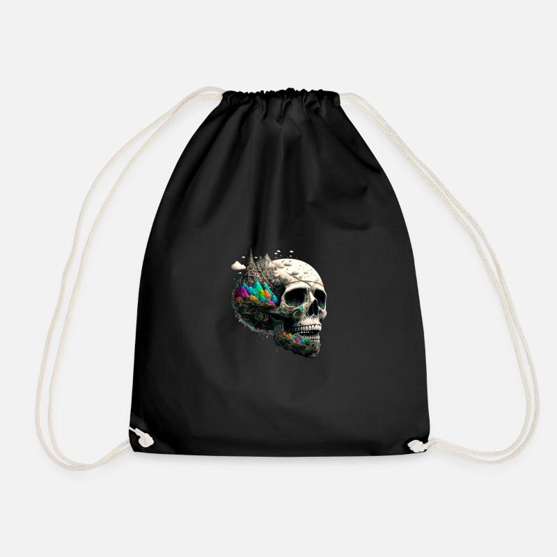 Crâne coloré - Sac de sport léger - noir