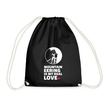 I love mountaineering - Drawstring Bag - black - Front