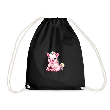 Cute Unicorn Pig Fusion - Design créatif - Sac de sport léger - noir - Devant