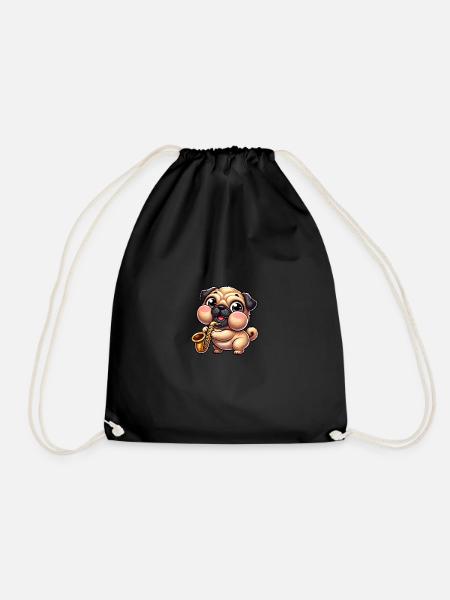 mignon carlin saxophone musicien dessin animé jazz - Sac de sport léger - noir