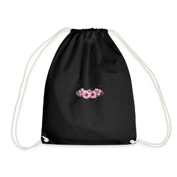 Wreath of pink flowers - Drawstring Bag - black - Front