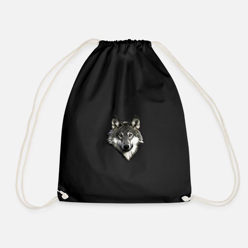 Visage de loup - Sac de sport léger - noir