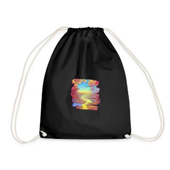 Pinselstrich Traumland mit Fluss | Geschenk - Turnbeutel - Schwarz - Vorne