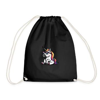 Einhorn Cool Tier - Turnbeutel - Schwarz - Vorne