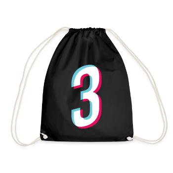 3 - NUMBER 3 - Number 3 Jersey number Tiktok Style - Drawstring Bag - black - Front