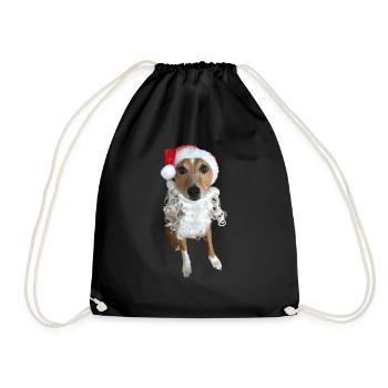 Hund als Weihnachtsmann - Turnbeutel - Schwarz - Vorne