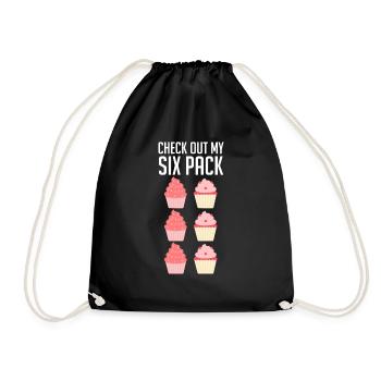 Cupcake Chef Baker Baking Funny Check Out My Six P - Drawstring Bag - black - Front