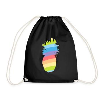 Arc-en-ciel - ananas - Sac de sport léger - noir - Devant