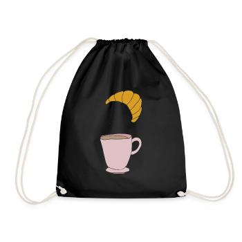kaffee und croissant - Turnbeutel - Schwarz - Vorne
