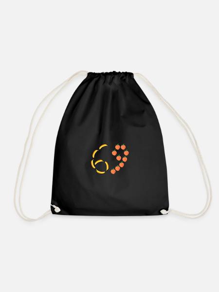 Fruit Motif Bananas and Peaches - Drawstring Bag - black