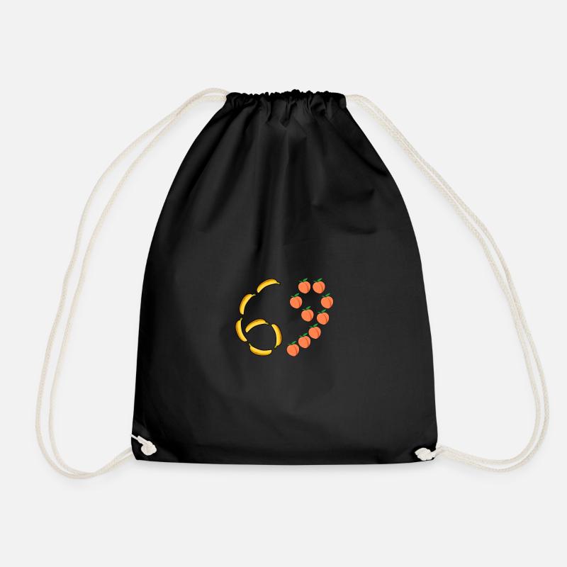 Fruit Motif Bananas and Peaches - Drawstring Bag - black
