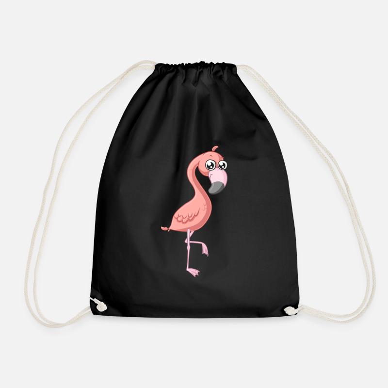 Süßer Comic Flamingo - Turnbeutel - Schwarz