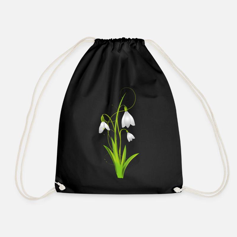 Schneeglöckchen als wunderschöne Frühlingsblumen - Turnbeutel - Schwarz