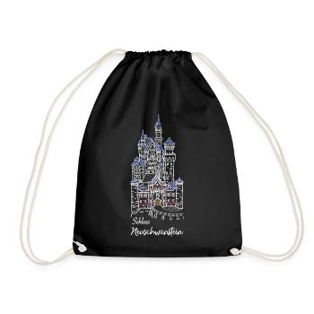 Schloss Neuschwanstein, Bayern, Deutschland - Turnbeutel - Schwarz - Vorne