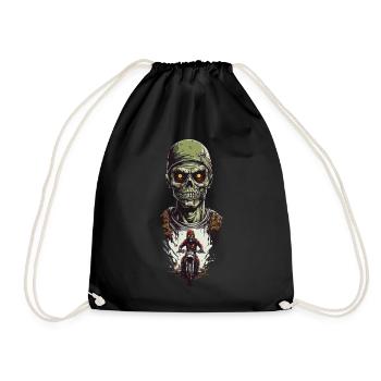 Zombie Biker Halloween & Motocross Motorcycle Design - Drawstring Bag - black - Front