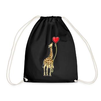 Giraffe Balloon - Drawstring Bag - black - Front