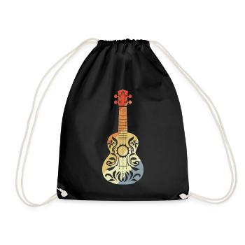 Ukulele Grafik Retro - Turnbeutel - Schwarz - Vorne