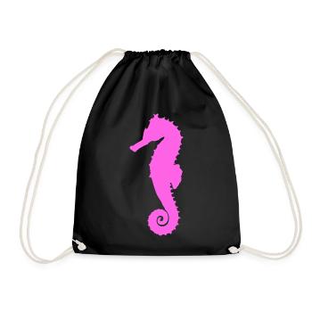 Seepferdchen pink - Turnbeutel - Schwarz - Vorne