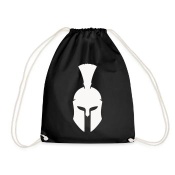 Spartanischer Helm Minimalismus - Turnbeutel - Schwarz - Vorne