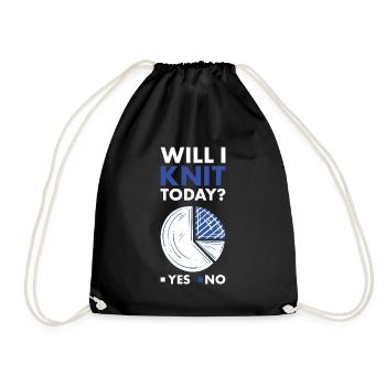 Knitter Will I Knit Today - Drawstring Bag - black - Front