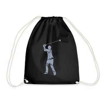 Golf Golfer Silhouette - Weißes Grunge Design - Turnbeutel - Schwarz - Vorne