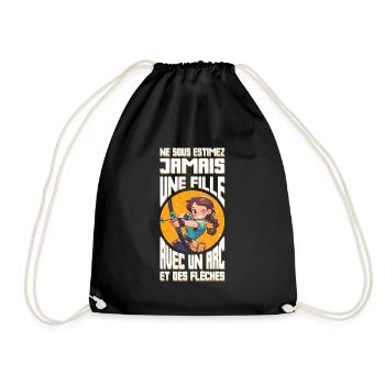 Humour Archère Aventurière Tir à l'Arc - Sac de sport léger - noir - Devant